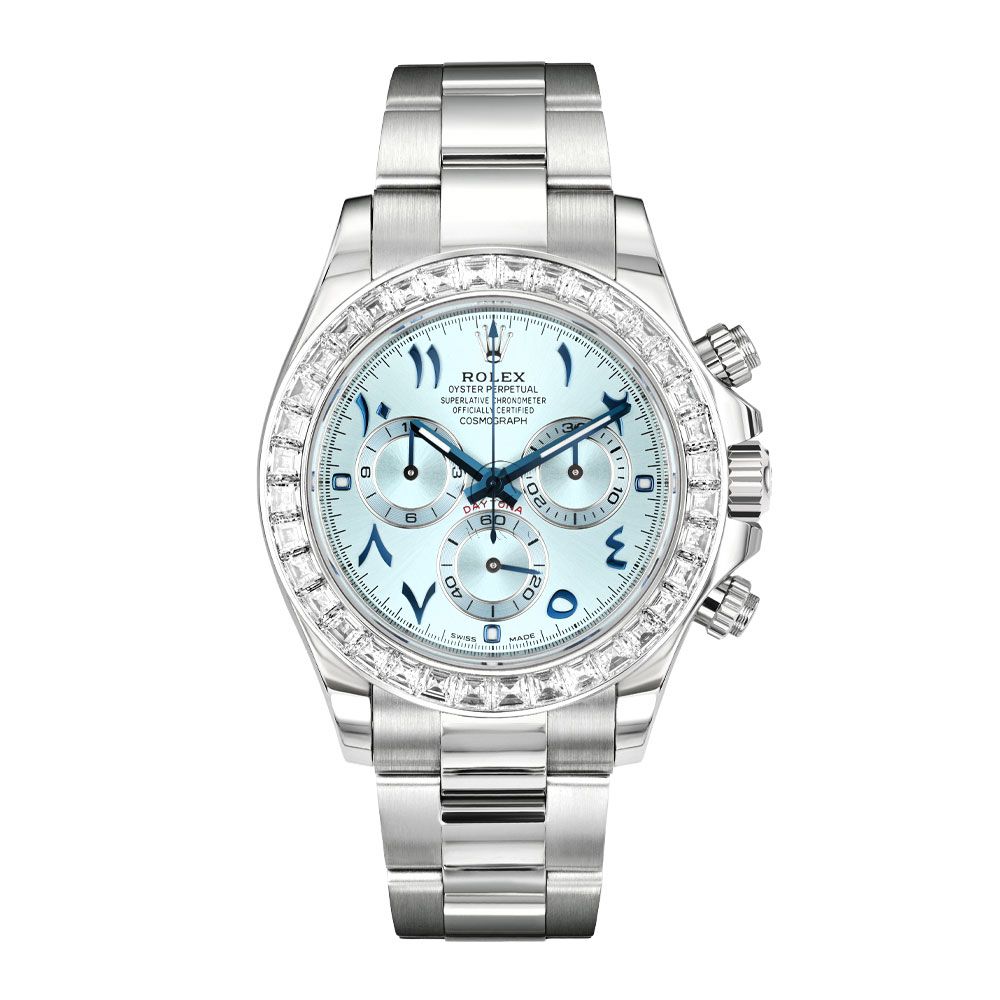 Rolex Daytona 116576TBR, Platinum, Ice Blue Arabic Language Dial