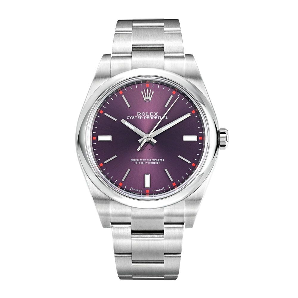 Rolex Oyster Perpetual 39 114300, Stainless Steel, Grape Dial