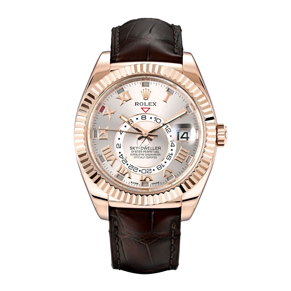【希少】ROLEX × CUTTER & BUCK プルオーバー ベージュ Rolex Sky-Dweller 326135, 18K Rose Gold, Sundust Dial, Alligator