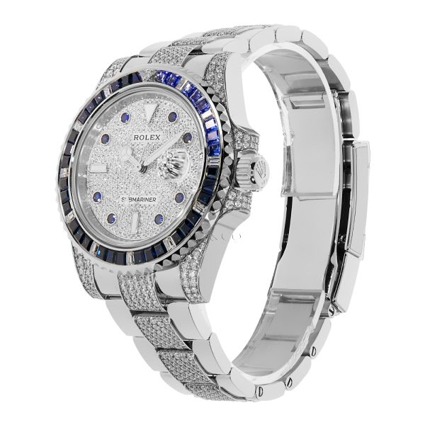 Rolex Unisex Automatic Watch Pave Dial 40 mm 18kt White Gold Bracelet 116659SABRO