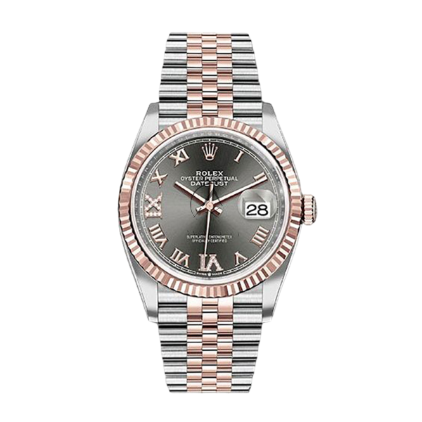 Shop Rolex Datejust 36 126231 Jubilee Steel 18K Rose Gold Rhodium Diamond Roman VI XI Dial 36mm