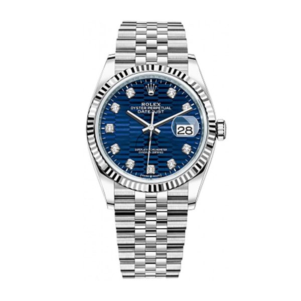 Blue rolex with diamonds top