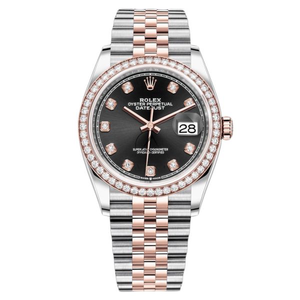 Shop Rolex Datejust 36 126281RBR Jubilee Steel 18K Rose Gold Black Diamond Dial 36 mm