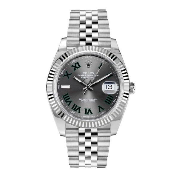 Shop Rolex Datejust 41 126334 Stainless Steel Wimbledon Roman Dial 41 mm