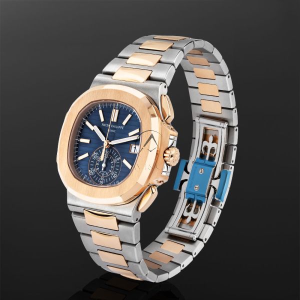Patek Philippe 5980 1AR 001 Steel 18K RG Blue Dial Watch