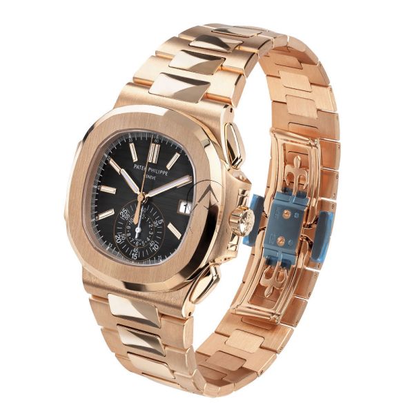 Shop Patek Philippe Nautilus 5980 1R 001 18K Rose Gold Black Dial 40 mm