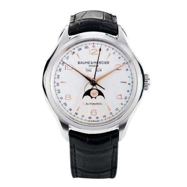 Baume Mercier Clifton MOA10055 Moonphase Steel Silver Arabic Dial