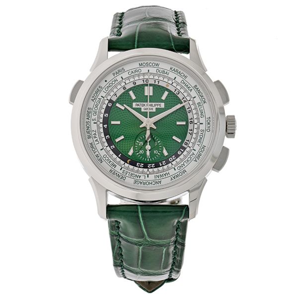 Patek Philippe Complications 5930P 001 World Time Platinum Green Dial 39 mm