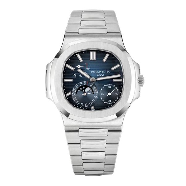 Shop Patek Philippe Nautilus 5712 1A 001 Moonphase Steel Blue Black Index Dial 40 mm