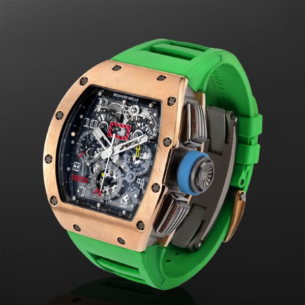 RM011- FM, Flyback Chronograph, 18K Rose Gold, Skeleton Dial