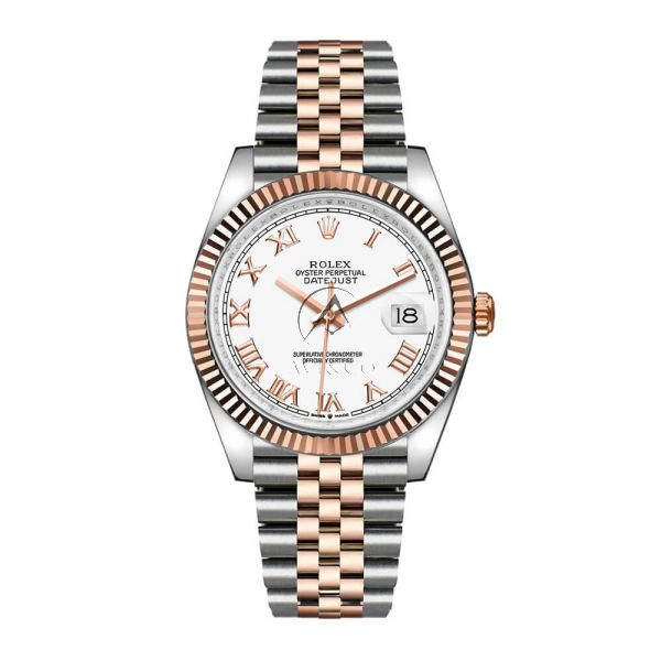 Rolex Datejust 126231 Jubilee Steel 18K Rose Gold White Roman 36mm