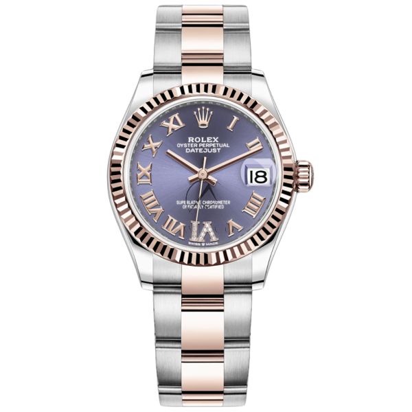 Rolex Datejust 31mm Stainless Steel and Rose Gold 278271 Aubergine Roman VI Oyster