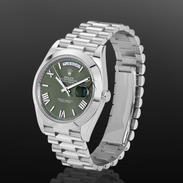 Rolex day date silver green online