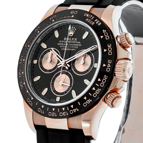 Rolex daytona rose gold black strap cheap