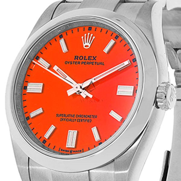 Rolex Oyster Perpetual 126000 Steel Red Index Dial 36 mm