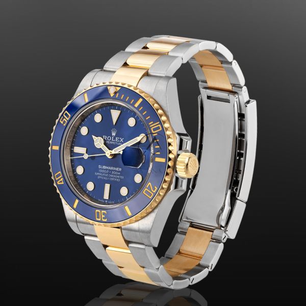 Rolex submariner gold steel blue on sale