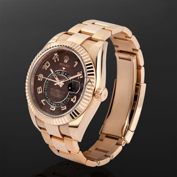 Rolex Sky-Dweller 326935, Oyster, 18K Rose Gold, Chocolate Arabic