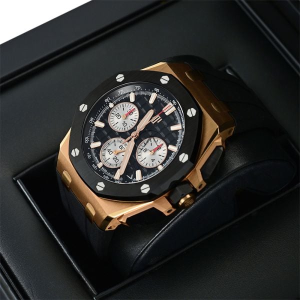 メロ Audemars Piguet Offshore 26420RO, 18K Rose Gold, Black Dial, 43MM