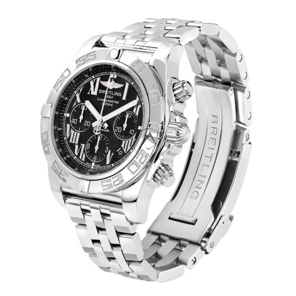 Breitling Chronomat AB0110, Stainless Steel, Black Roman Dial, 44