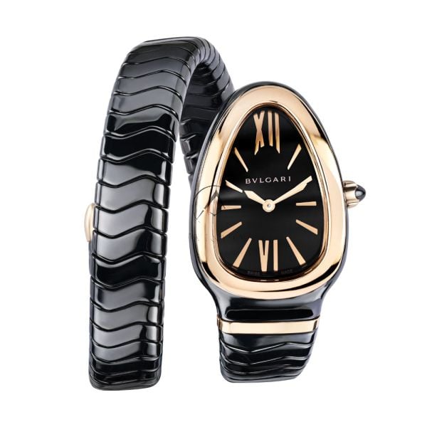 Bvlgari Serpenti Spiga 102735, Black Ceramic, Black Dial, 35 mm