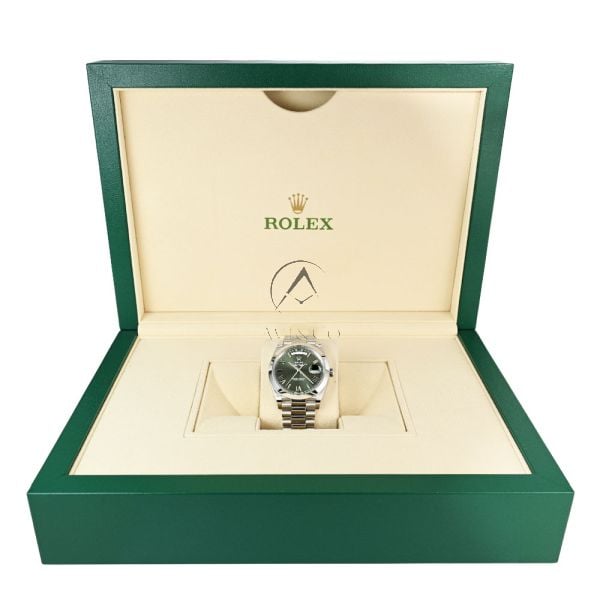 Rolex Day-Date 40 228206, Platinum, Olive Green Roman Dial