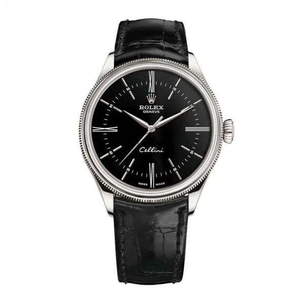 Rolex Cellini 50509, 18K White Gold, Black Roman Index Dial