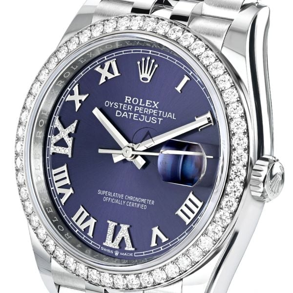 Rolex Datejust 36, 126284RBR, Steel, Aubergine Purple Roman Dial