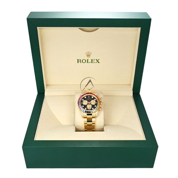 Rolex Daytona 116598RBOW, 18K Yellow Gold, Rainbow Sapphire Bezel