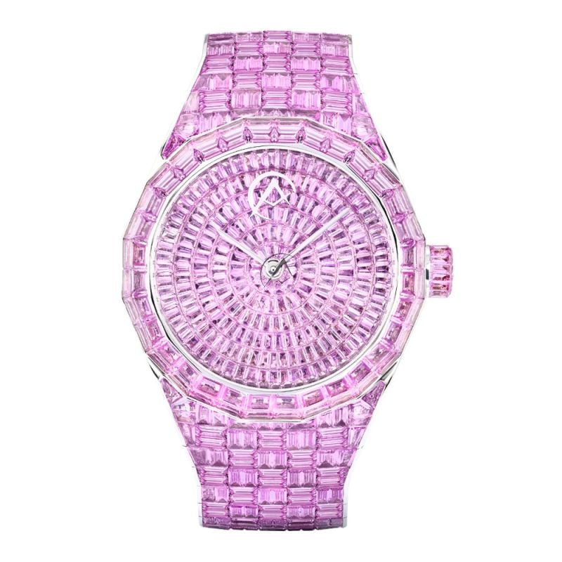 The Hue Pink Sapphire Watch, 110CT in 18K White Gold - Avi  display picture 3
