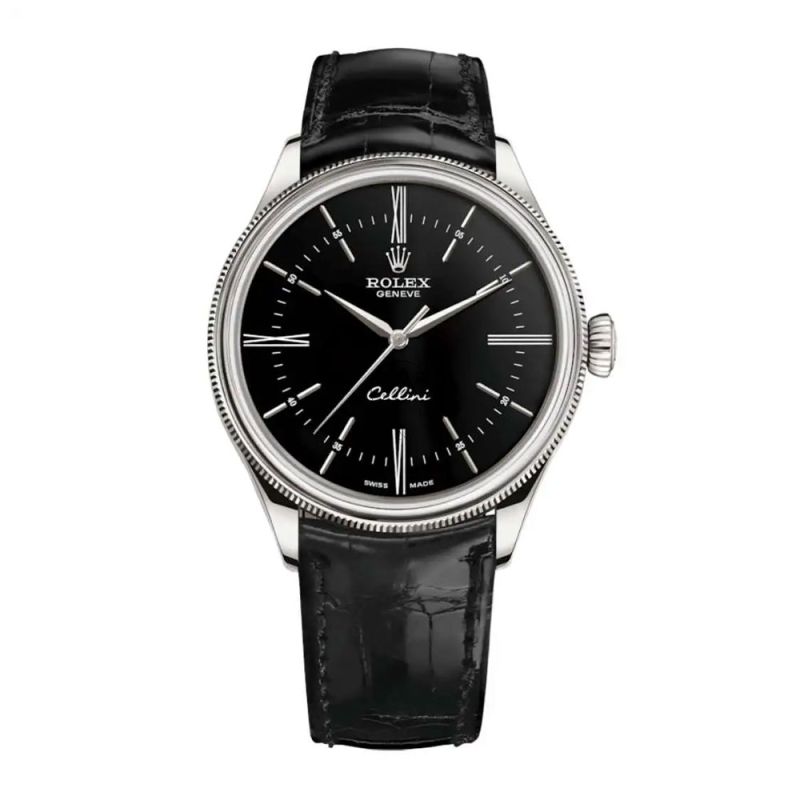 Rolex Cellini 50509, 18K White Gold, Black Roman Index Dial
