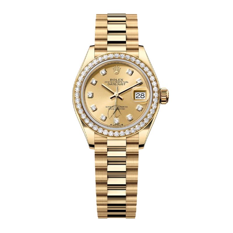 Rolex Datejust 28 279138RBR, 18K Yellow Gold, Champagne Diamond
