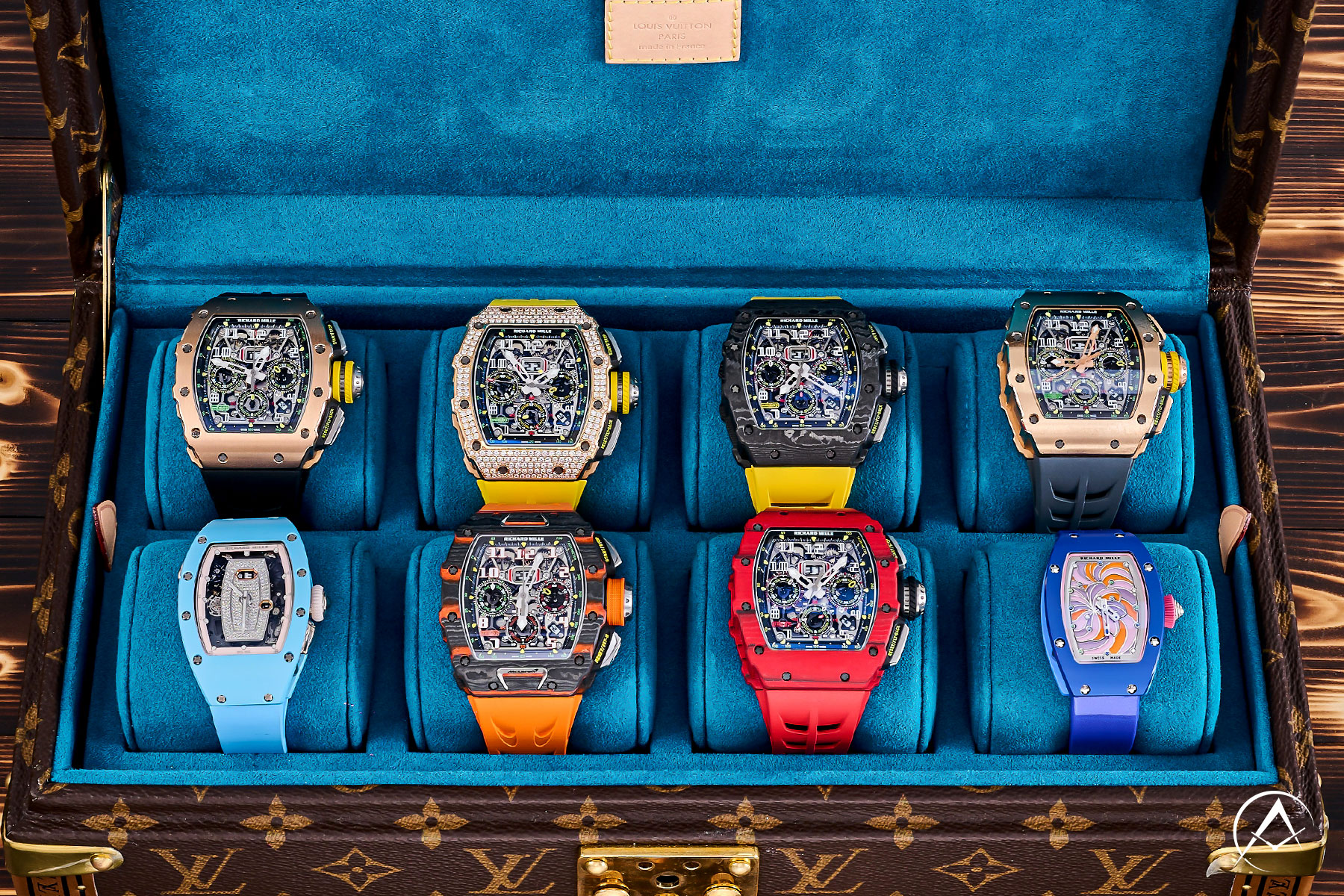 Eight Pre Owned Richard Mille Watches Displayed in a Watch Case