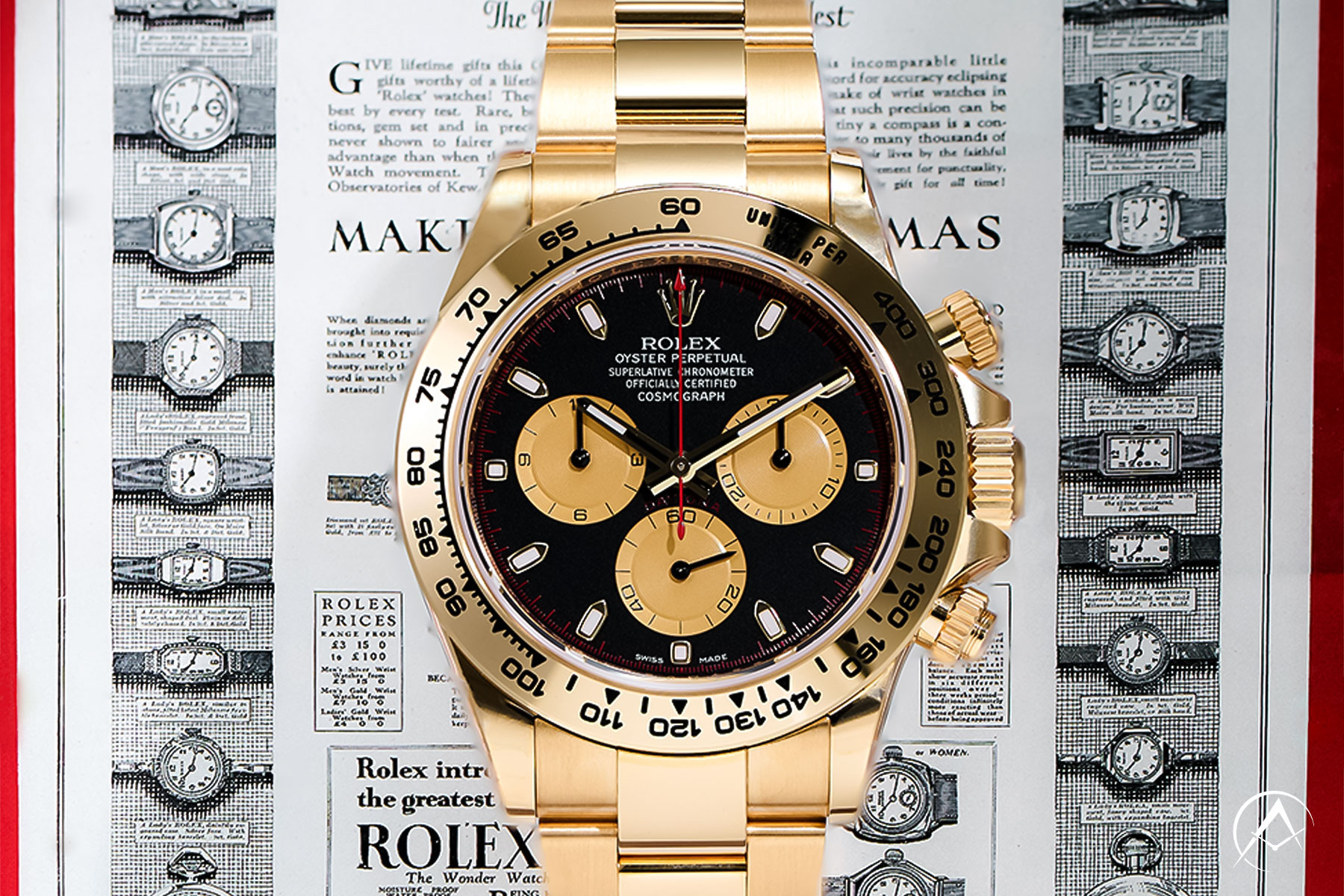 Rolex Paul Newman Timepiece with a Rolex Wristwatch Newspaper Background