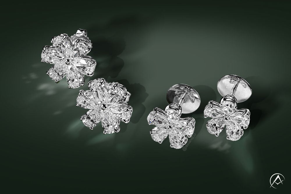 Diamonds by Avi & Co. Floral Diamond Earrings 