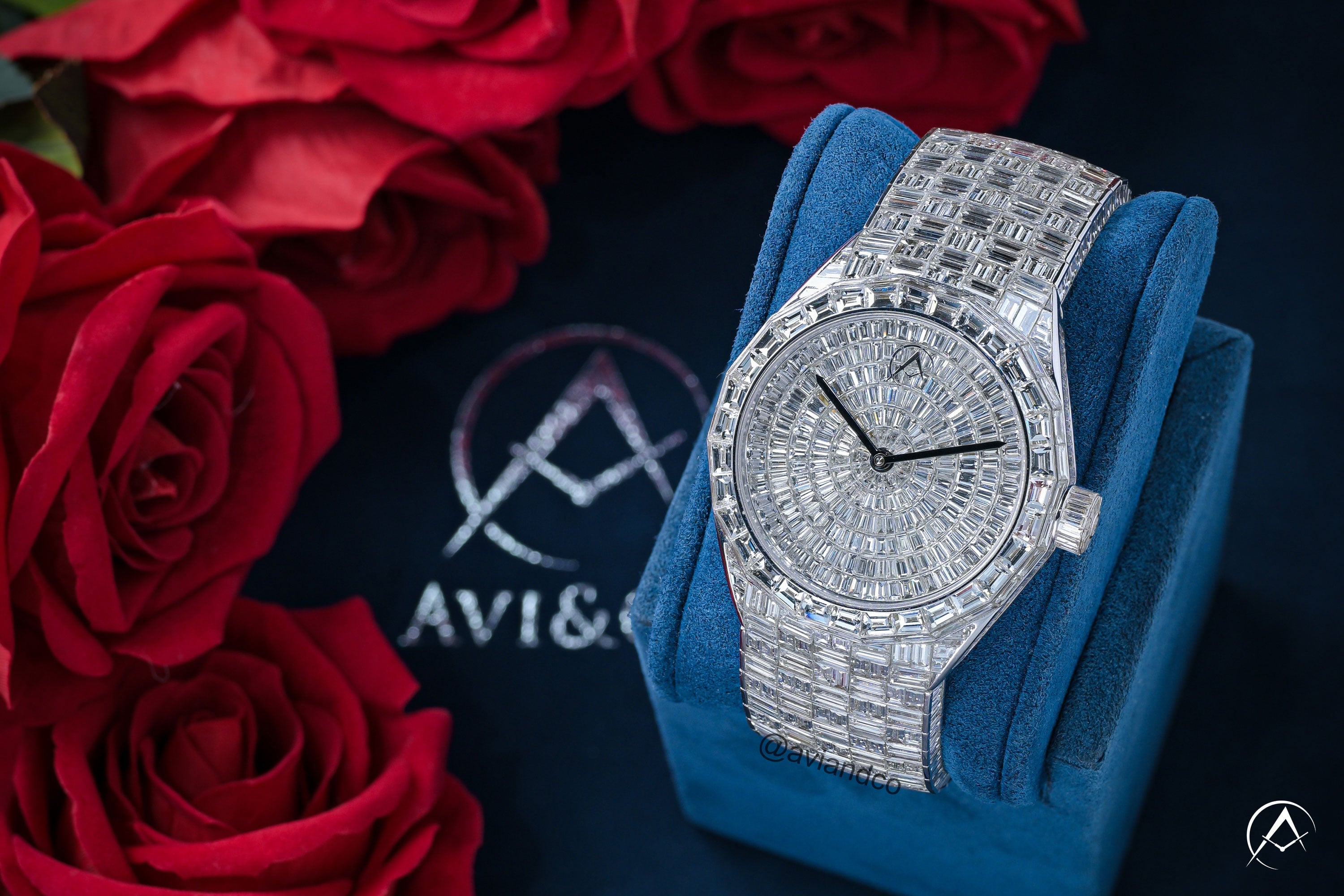 Avi & Co. Iced Collection, 18K White Gold, 44 mm