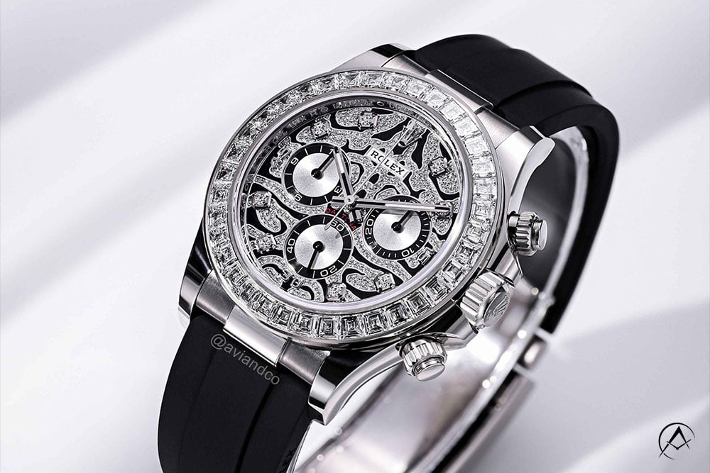 Rolex Daytona “Eye of the Tiger” Edition, 18K White Gold, Diamond Bezel, Oysterflex Bracelet