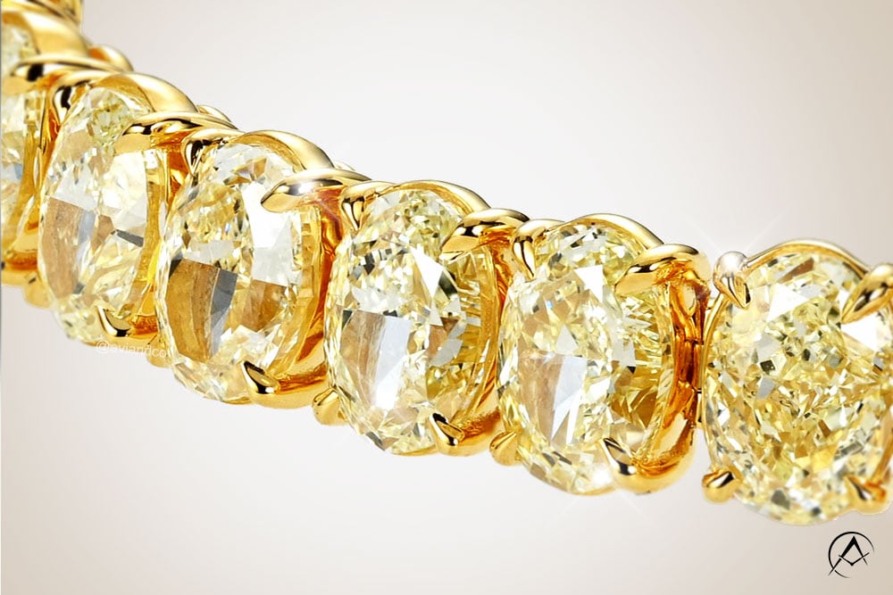 Diamonds by Avi & Co. 18K Yellow Gold Oval Cut Graduated Yellow Diamond Tennis Bracelet