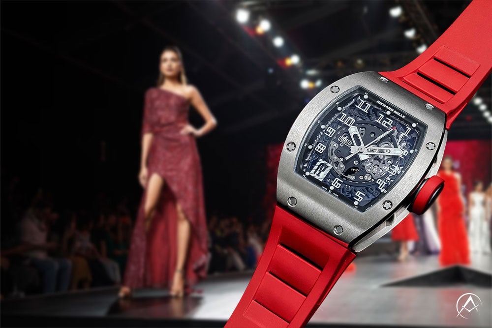 New York Fashion Week watches Richard Mille RM 010, 18K White Gold, Transparent Dial, Red Strap