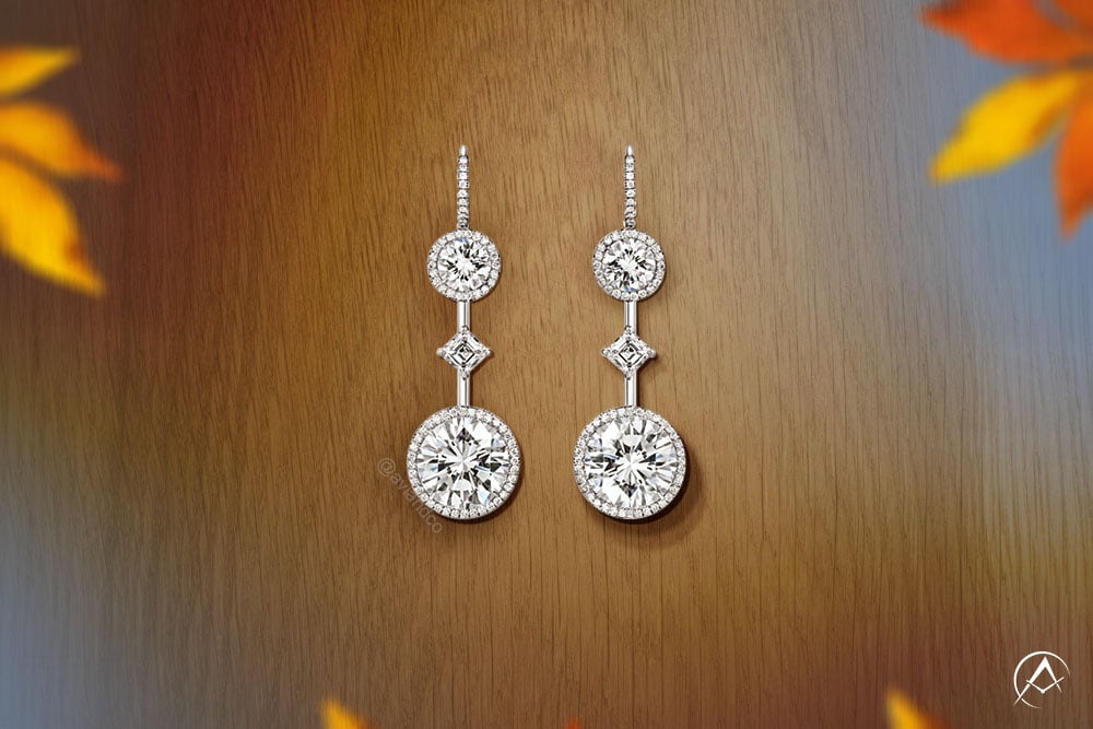 Jewelry Trends Fall 2026 - Diamonds by Avi & Co. Round and Asscher Cut Platinum Dangle Earrings, 30.35 CT