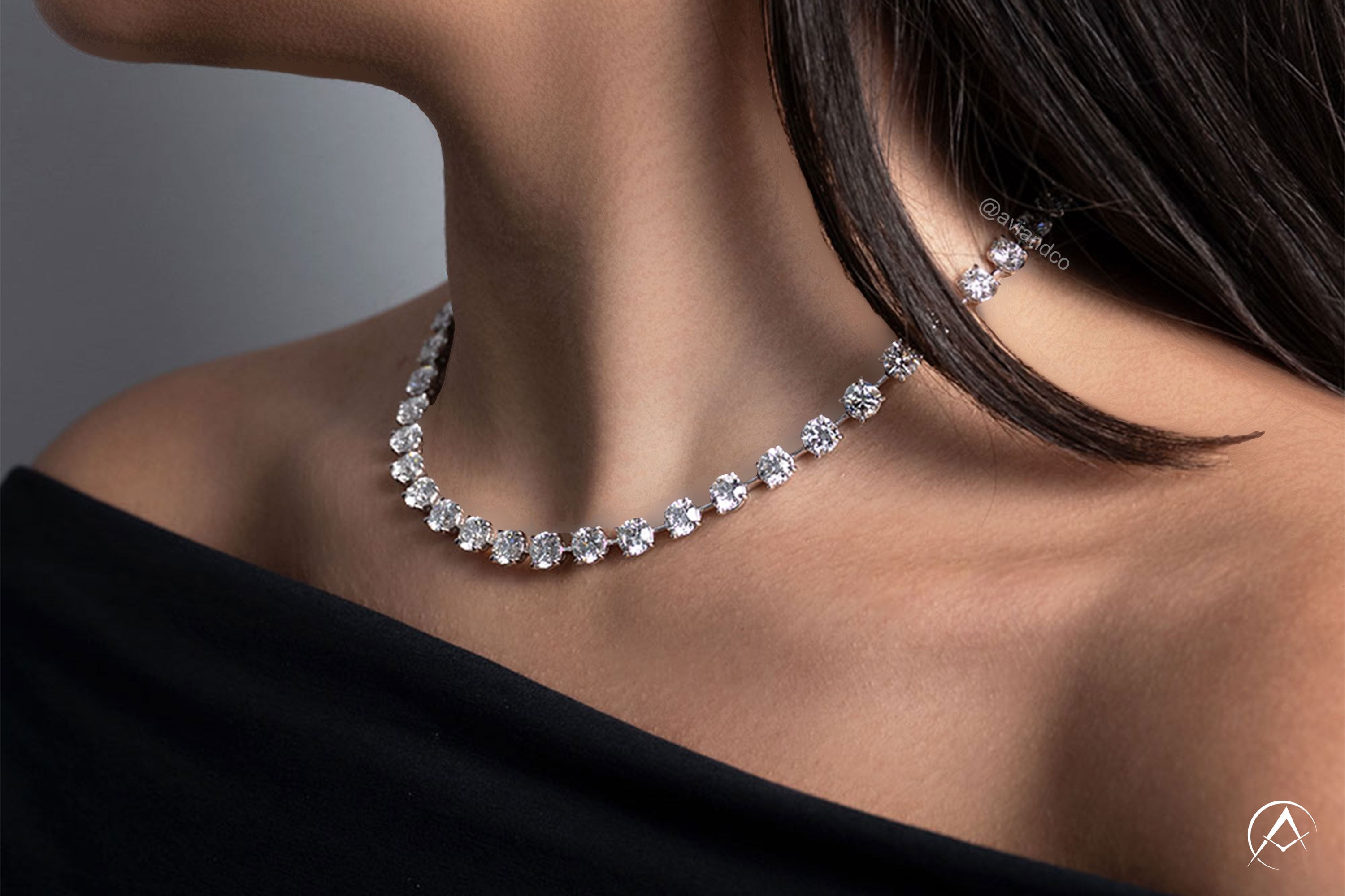 Avi & Co. Floating Round Diamond Necklace, Platinum, 44.42 CT