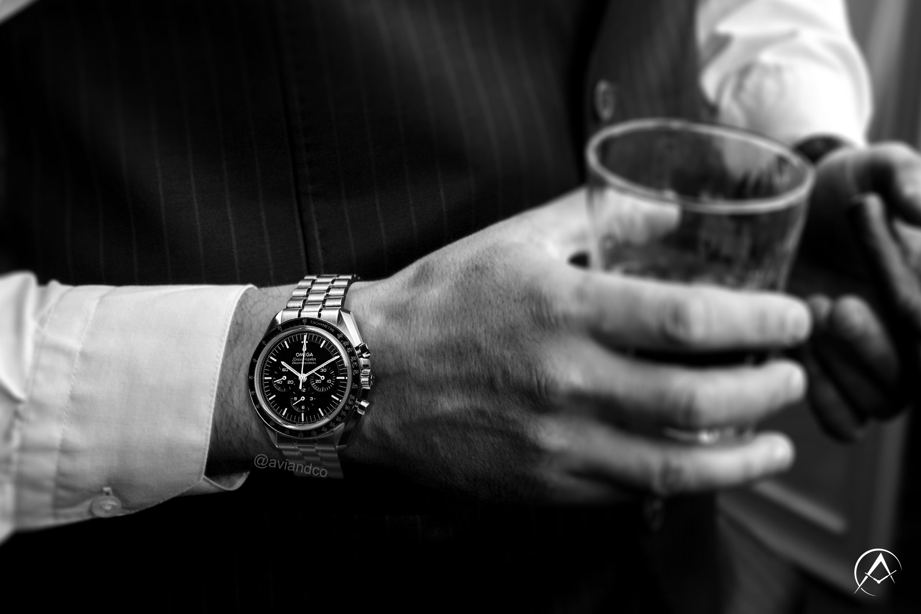 OMEGA Speedmaster Moonwatch luxury vintage watch in black and white