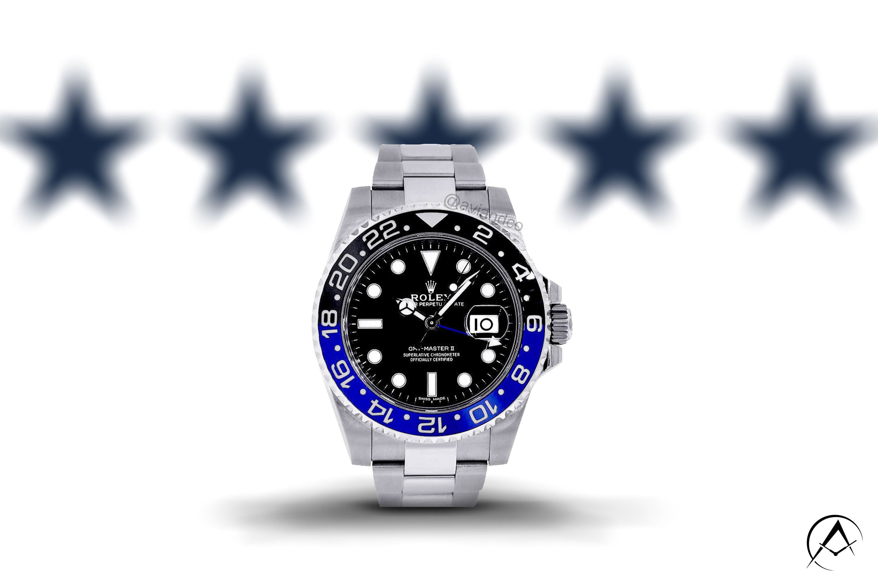 Rolex GMT-Master II Batman with five star background