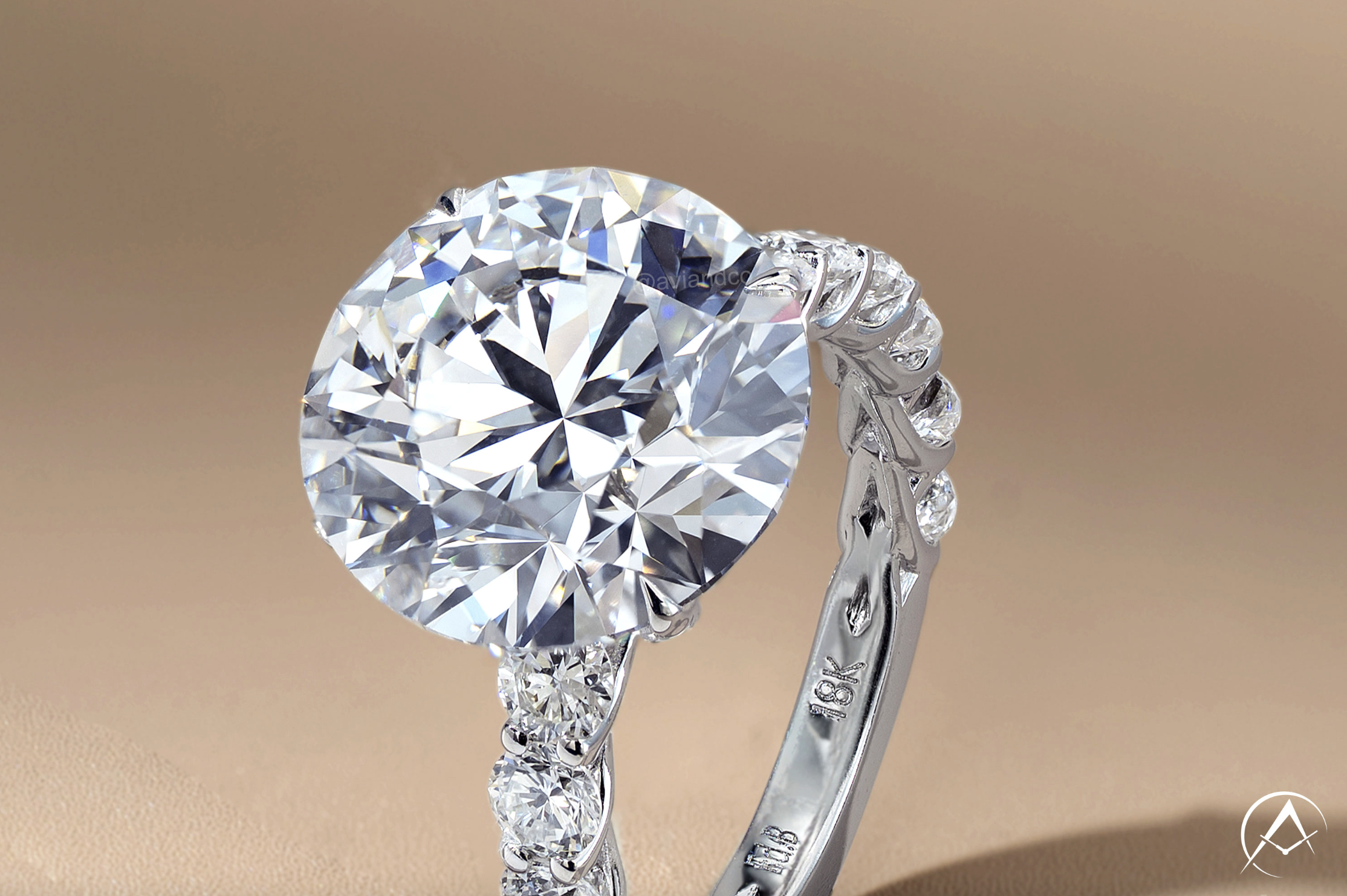 Diamonds by Avi & Co. Round Center Pave Diamond Ring, 14K White Gold, Center 8.14 CT