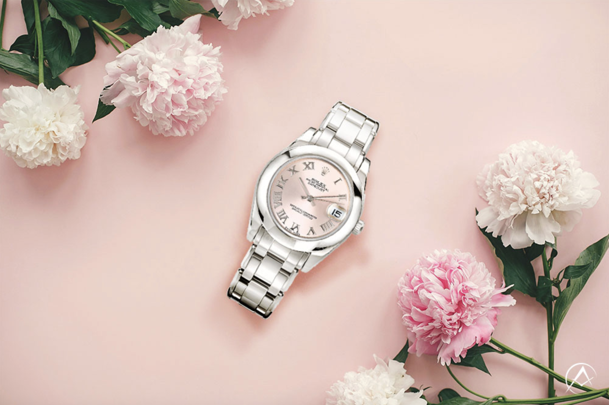 Rolex Datejust Pearlmaster, 18K White Gold, Pink Roman Dial