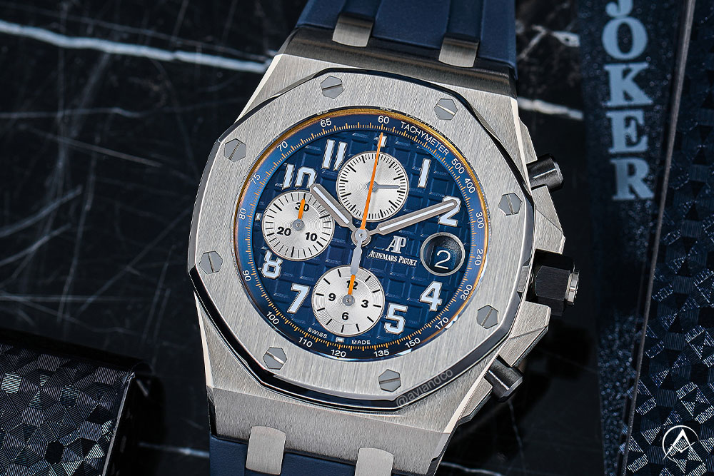 Audemars Piguet Royal Oak Offshore, Stainless Steel, Blue Mega Tapisserie Arabic Dial
