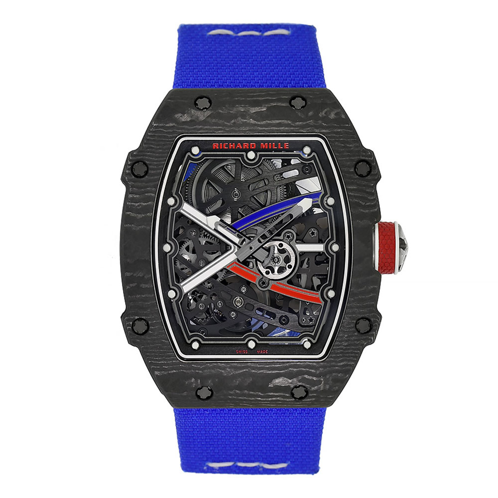 Richard Mille RM 67-02 with Transparent Dial, Carbon Bezel, and Blue Elastic Bracelet