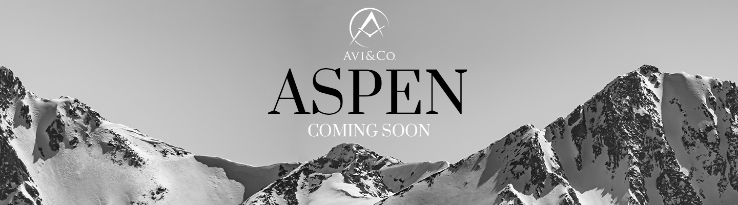Black and White Photograph of Snowy Mountains in Aspen, Colorado, Avi & Co.’s Third Boutique Location.