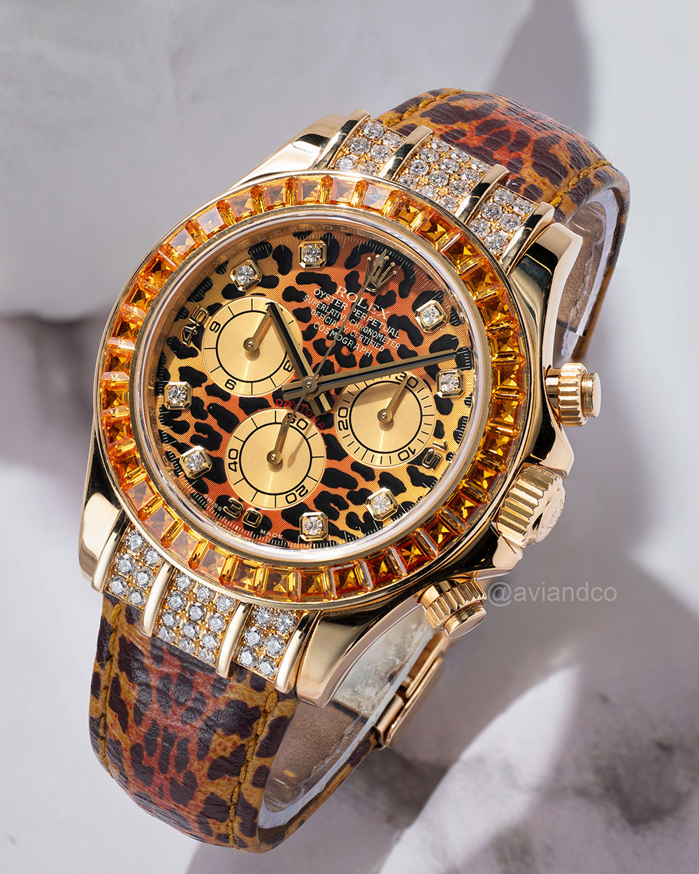Rolex Daytona Leopard, 18K Yellow Gold, Leopard Diamond Dial