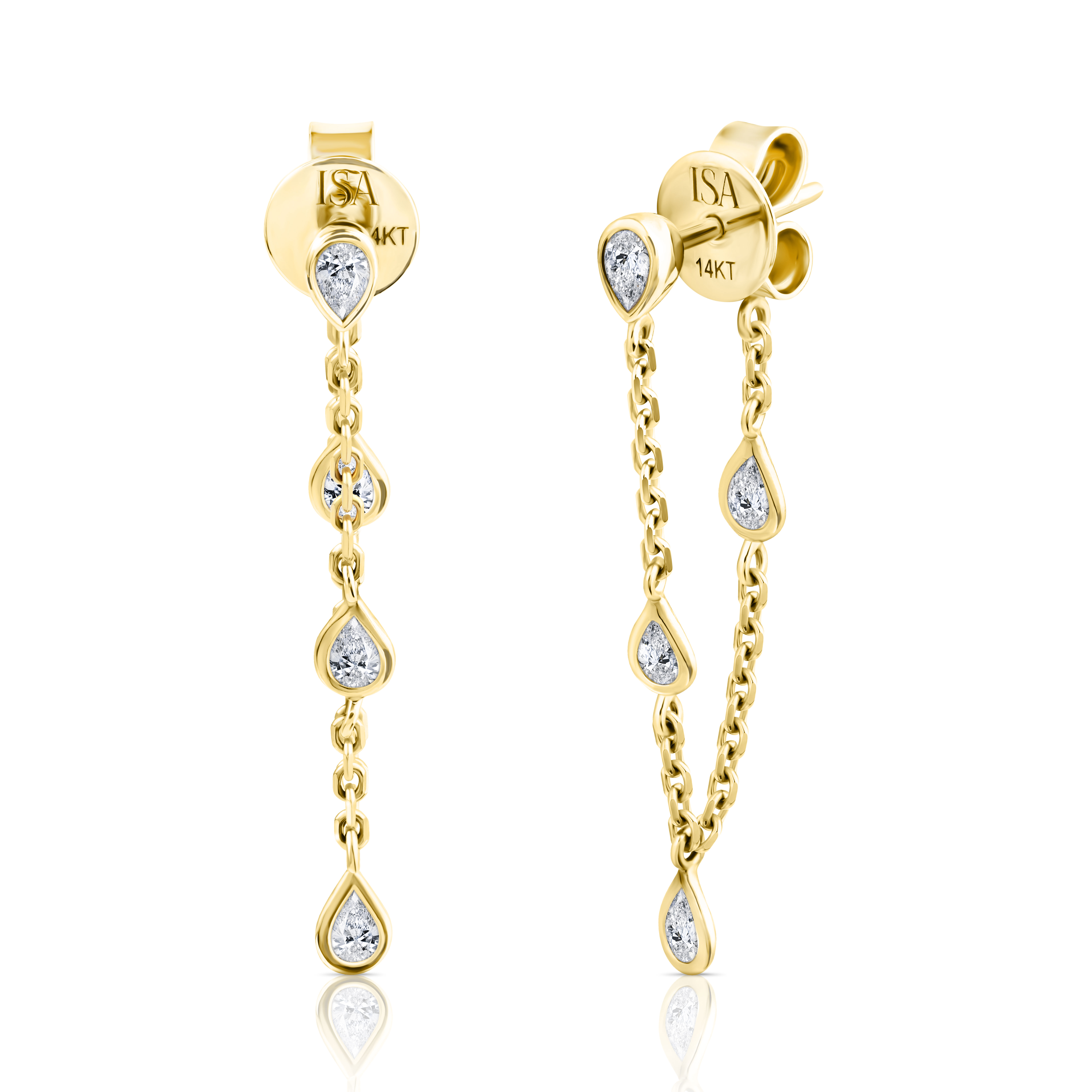 14K Yellow Gold Earrings Displayed on a White Background.