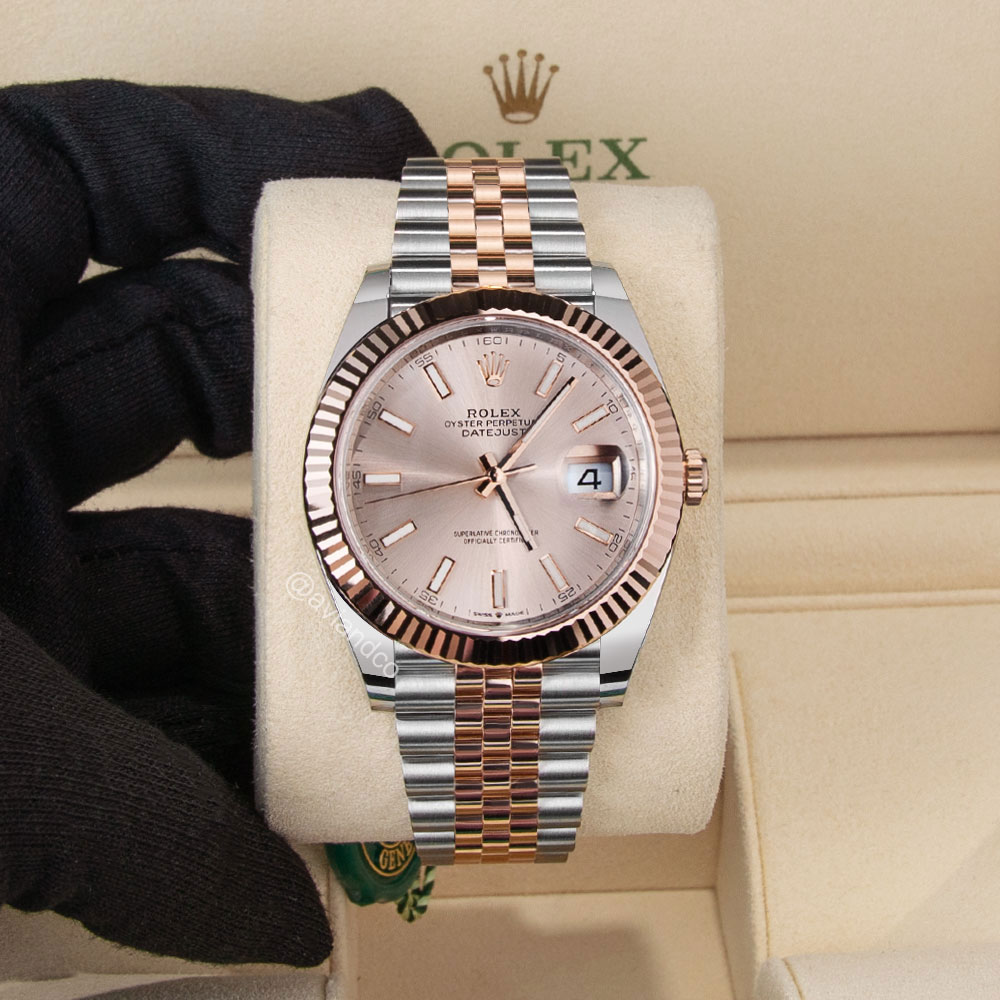 Rolex Datejust 41, steel and 18K rose gold, rose dial